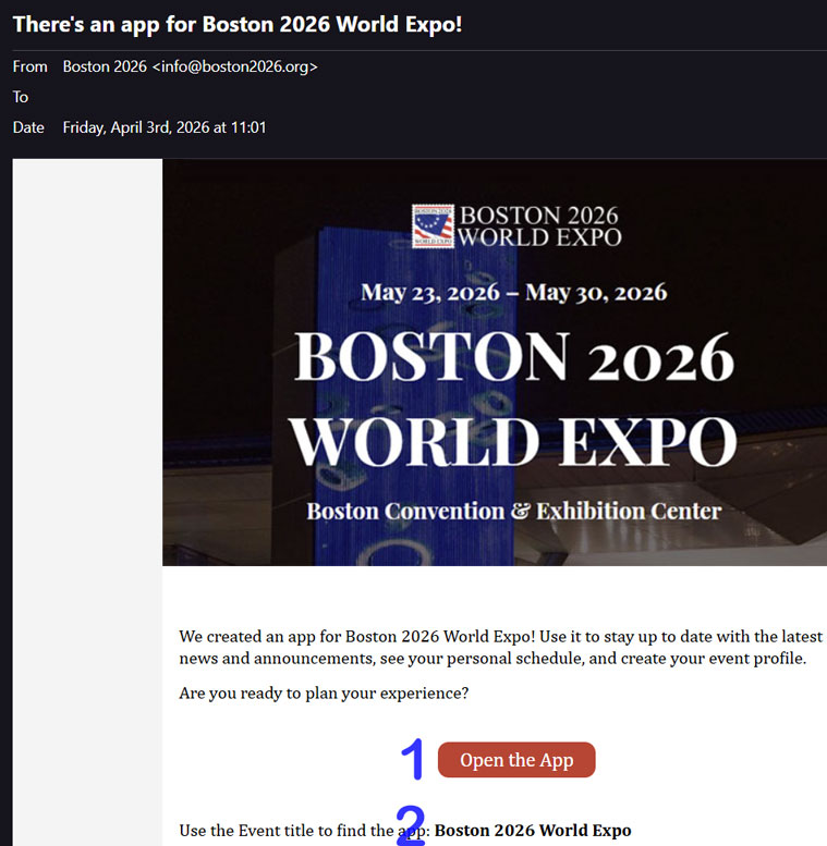 Image of Email blast announcing news of Mobile App